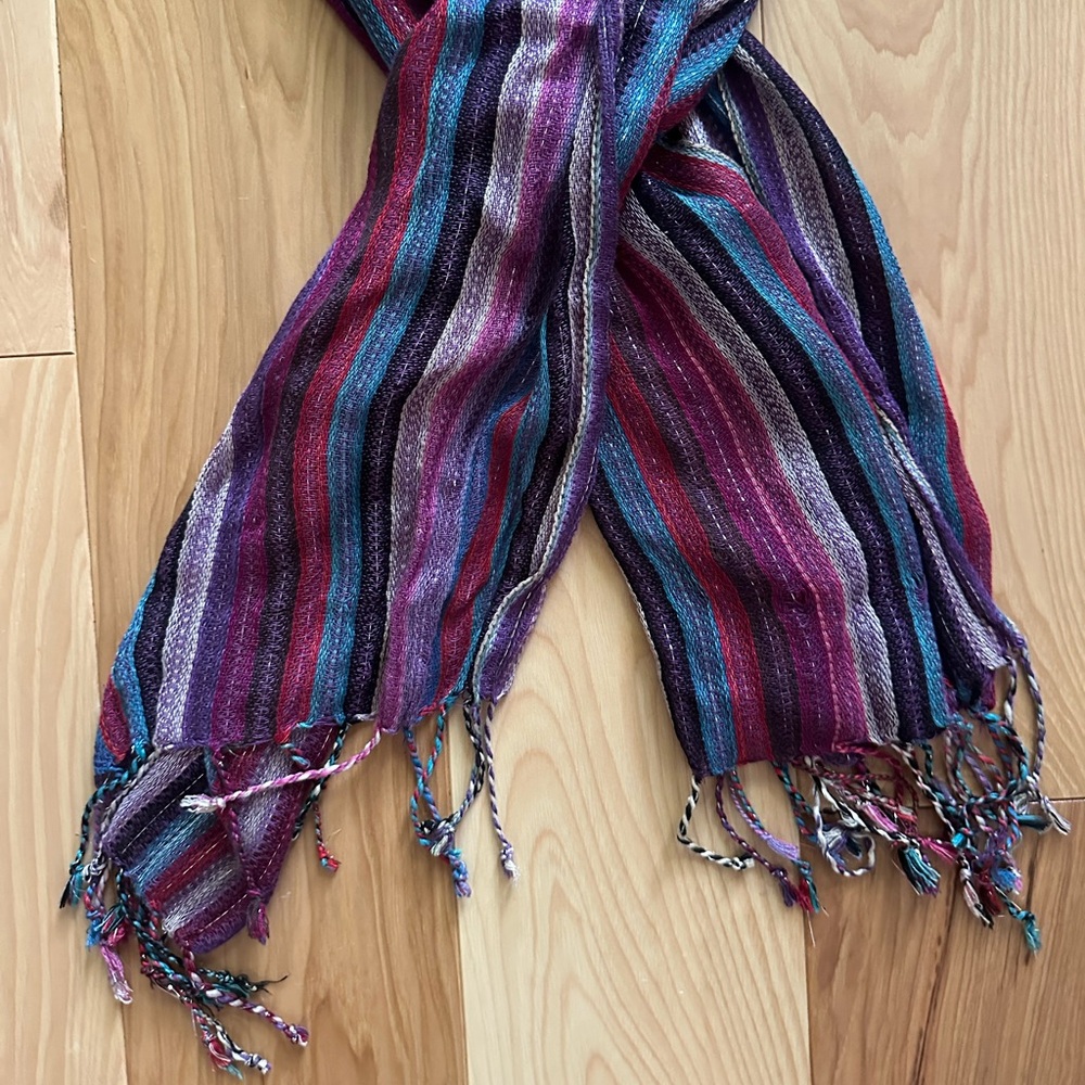 Multi colored striped sparkly Y2K scarf